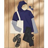 ネイビー×ダブルボーダー | 【紫外線カット率99％以上】水着 レディース 体型カバー | OSYAREVO