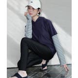 ネイビー×ダブルボーダー | 【紫外線カット率99％以上】水着 レディース 体型カバー | OSYAREVO