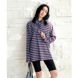 ボルドーライトブルーボーダー | 【紫外線カット率99％以上】水着 レディース 体型カバー | OSYAREVO