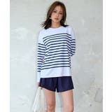 ホワイト×ネイビー | 体型カバー ラッシュガード セットアップ | OSYAREVO