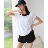ブラック | トップス付き リブ タンキニ 4点セット 水着 セットアップ レディース | OSYAREVO