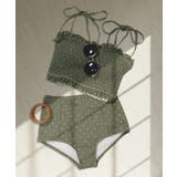 カーキドット | 水着 レディース シャーリング ビキニ セットアップ 2点セット セパレート | OSYAREVO
