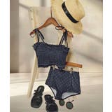 ネイビードット | 水着 レディース シャーリング ビキニ セットアップ 2点セット セパレート | OSYAREVO