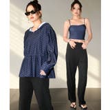ネイビードット×ブラック | フーディトップス ラッシュガード 付き | OSYAREVO