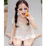 ストロベリー×ピンク | キッズ オフショルダー パフスリーブ 水着 | OSYAREVO