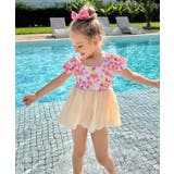 フラワー | キッズ フラワー柄 チュール ワンピース 水着 | OSYAREVO