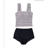 グレーマルチボーダー | タンキニ 水着 セットアップ レディース | OSYAREVO
