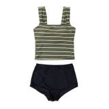 モスグリーントリプルボーダー | タンキニ 水着 セットアップ レディース | OSYAREVO