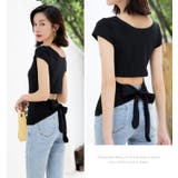 バックオープンリボンTシャツ レディース 夏 | OSYAREVO | 詳細画像8 