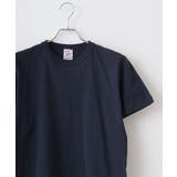 ネイビ- | CROSS & STITCH マックスウエイトバインダーネックTシャツ | TRUSS