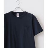 ネイビ- | CROSS & STITCH バインダーネックポケットTシャツ | TRUSS