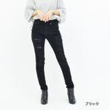 ブラック | 破れ加工 スキニー デニム | Fetchcollectionボトムス専門店