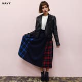 【2018秋冬新作】両端チェック配色切り替えラップタックロングスカート78丈 | Fetchcollectionボトムス専門店 | 詳細画像2