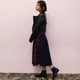 【2018秋冬新作】両端チェック配色切り替えラップタックロングスカート78丈 | Fetchcollectionボトムス専門店 | 詳細画像3