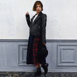 【2018秋冬新作】両端チェック配色切り替えラップタックロングスカート78丈 | Fetchcollectionボトムス専門店 | 詳細画像7