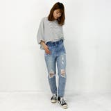 ハイウエスト ダメージデニム デニムパンツ ダメージジーンズ
