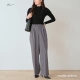 ウエスト調節ワイドパンツ  ハート金具付き センタープレス | Fetchcollectionボトムス専門店 | 詳細画像6 