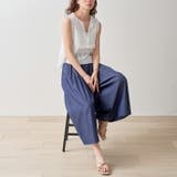 合皮ベルト付きライトオンス綿 レーヨンデニムスカウチョ ワイドパンツ | Fetchcollectionボトムス専門店 | 詳細画像5