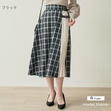合皮バックル付 シフォンプリーツ切替 スカート | Fetchcollectionボトムス専門店 | 詳細画像7