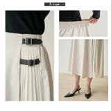 合皮バックル付 シフォンプリーツ切替 スカート | Fetchcollectionボトムス専門店 | 詳細画像9