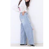 スラブデニム 破れ加工 ワイドストレートパンツ | Fetch | 詳細画像4