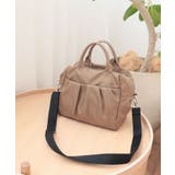 ベージュ | 【旅行/軽量/2way】ギャザーポケット2WAYボストンバッグ | TRYSIL