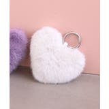 ホワイト | フェイクファーハートポーチチャーム | TRYSIL