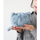 ブルー | 【プレゼント/コンパクト/ファスナー付き】ネコフェイクファーポーチ | TRYSIL