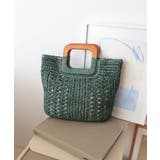 グリーン | 【ミディアムサイズ/デイリー/軽量】ウッドハンドルトートバッグ | TRYSIL