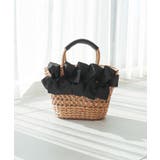 ブラック | 【カゴバッグ/リゾート/プレゼント】リボン装飾かごバッグ | TRYSIL