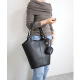 ブラック | 【オールシーズン/A4/通勤通学】チャーム付き バケットトートバッグ | TRYSIL