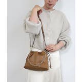 ブラウン | チェーンハンドル巾着ショルダーバッグ | TRYSIL