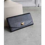 ブラック | 【本革/収納力/プレゼント】CAMELLIA / 牛革ニュアンスパーツ長財布 | TRYSIL