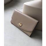 グレージュ | 【本革/収納力/プレゼント】CAMELLIA / 牛革ニュアンスパーツ長財布 | TRYSIL