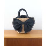 ブラック | 【デイリー/カゴバッグ/ミディアムサイズ】リボンかごバッグ | TRYSIL