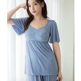 スモークブルー | 《ラクシアスリープ》ナイトブラキャミ半袖フレア | tu-hacci