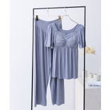 スモークブルー | 《ラクシアスリープ》ナイトブラキャミ半袖フレア&ロングパンツ | tu-hacci