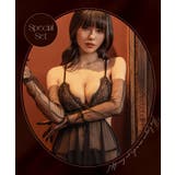 シャルムチュールベビードール＆サイドリボンTバックショーツ＆レースチョーカー | tu-hacci  | 詳細画像3 