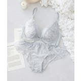 ペールグレー/Bタイプ | 痛くない脇高谷間ブラ&ショーツ～Leeneシリーズ～ フルールシャワーカシュクー… | tu-hacci 