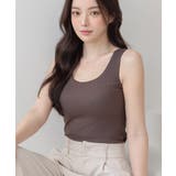 アッシュブラウン | 「ブラモネ」リブタンクトップ Uネック ノンワイヤー | tu-hacci