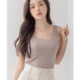 グレージュ | 「ブラモネ」リブタンクトップ Uネック ノンワイヤー | tu-hacci
