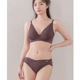 ブラウン | 胸を小さく見せる シンプルブラ&ショーツ 上下セット | tu-hacci 