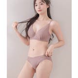 スモークピンク | 胸を小さく見せる シンプルブラ&ショーツ 上下セット | tu-hacci 