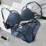 ダークブルー | バックストリング Wワイヤーブラ&ショーツセクシー 下着 | tu-hacci