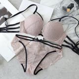 ピンクベージュ | バックストリング Wワイヤーブラ&ショーツセクシー 下着 | tu-hacci
