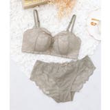 レース/グレイッシュベージュ/Bタイプ | 2wayストラップレスブラ&ショーツ ノンワイヤー 上下セット | tu-hacci