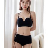 ブラック | ひびかないブラ MiSEL-ミセル- シームレス ノンワイヤーブラ＆ショーツ | tu-hacci 