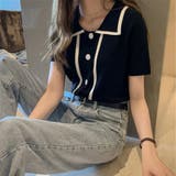 ブラック | カットソー 半袖 トップス シンプル カジュアル レディース | TwoGates 