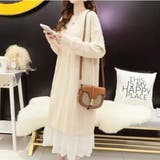 ニットワンピース ニットワンピ 長袖 重ね着風 レディース | TwoGates  | 詳細画像2 