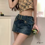 ブルー | スカート ミニスカート デニム スカート ベルト付 レディース | TwoGates 